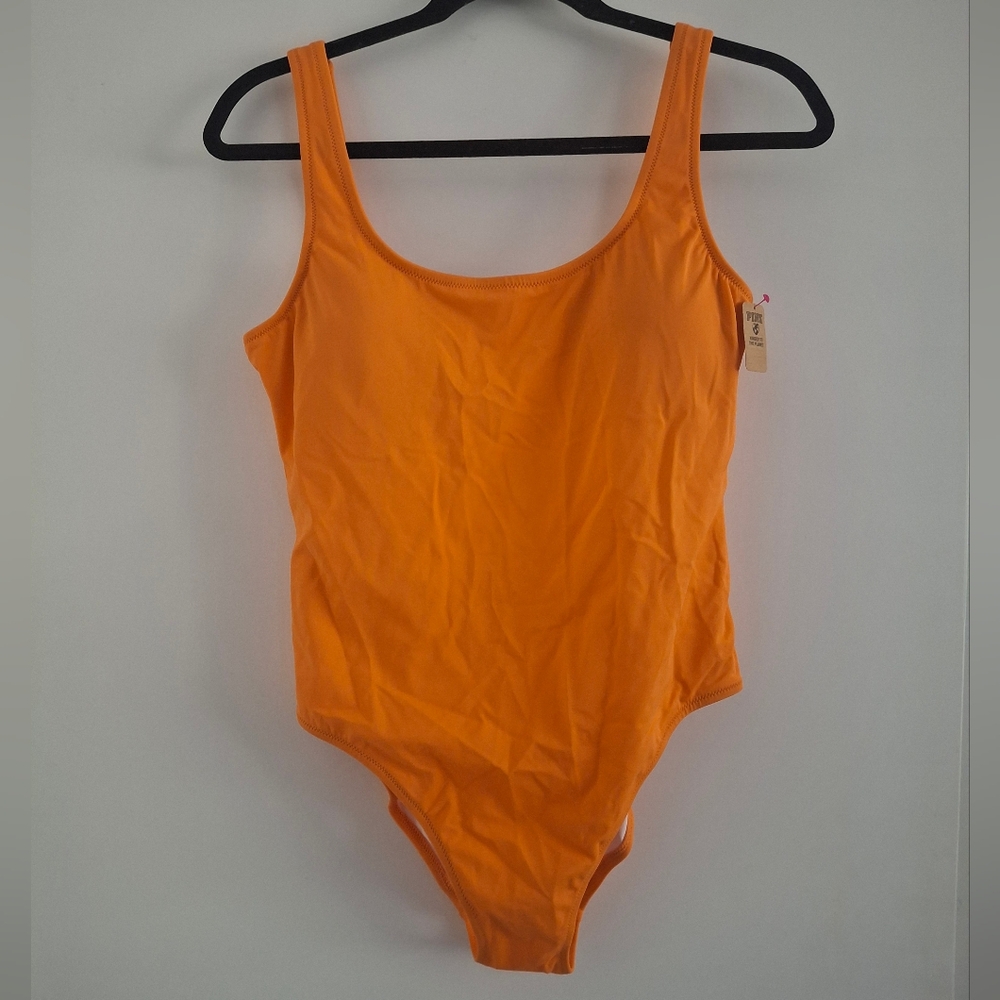 New Victoria's Secret PINK Low Back Cheeky One Piece Swimsuit Orange size L